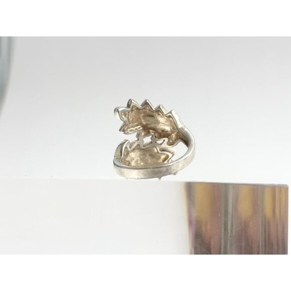 Art Deco Marcasite Foliage Bypass Shank Crossover Milgrain Vintage Ring - sz 7 - Picture 5 of 10